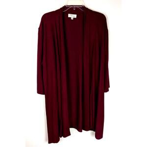 Eve & Maddie Burgundy/Wine Open Front Cardigan XL Longline Knit Layering Top EUC